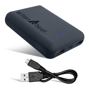ActionHeat black power bank with USB charging cable