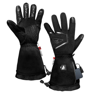 ActionHeat black heated gloves with battery pack and Fan-Tex branding