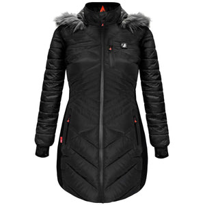 ActionHeat black quilted heated parka with faux fur hood