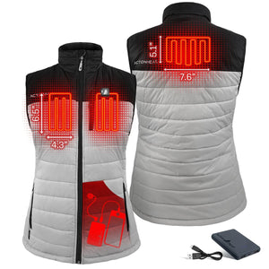 ActionHeat heated vest showing heating element placement and battery pack