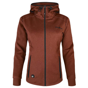 ActionHeat women brown hooded softshell jacket with black zipper and pockets