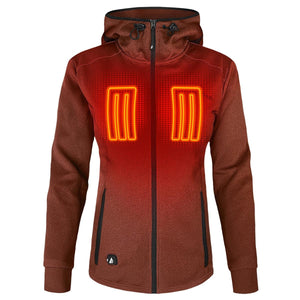 ActionHeat red hooded heated jacket with glowing chest heating elements