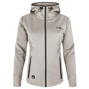 ActionHeat women softshell hooded jacket in heather grey with black zipper and trim