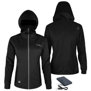 ActionHeat black hooded jacket with battery pack and charging cable