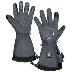 ActionHeat grey fleece heated gloves with battery pocket and touch screen fingertips