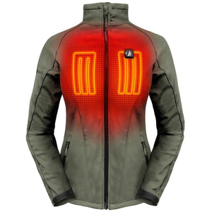 ActionHeat olive green softshell jacket with illuminated chest heating elements