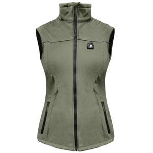 ActionHeat olive green sleeveless heated vest with front zipper and side pockets