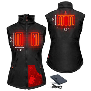 ActionHeat black heated vest showing heating element placement and battery pack
