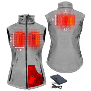ActionHeat grey heated vest showing heating element placement and battery pack
