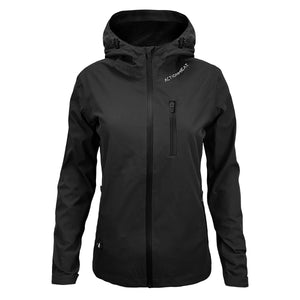 ActionHeat black hooded softshell jacket with front zipper and chest pocket