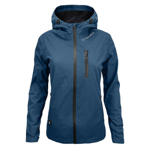 ActionHeat blue hooded softshell jacket with black front zipper and chest pocket