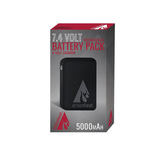ActionHeat 7.4 volt rechargeable battery pack and wall charger in retail packaging