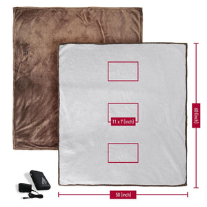 ActionHeat brown heated blanket with dimensions 60 by 50 inches and battery pack