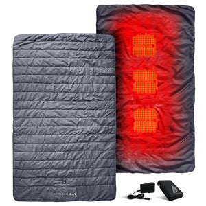 ActionHeat heated blanket with visible heating elements and battery pack