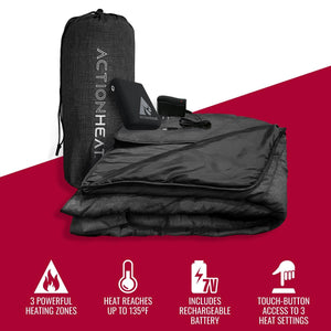 ActionHeat rechargeable heated blanket with storage bag battery and charger