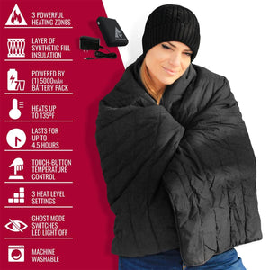 ActionHeat heated blanket with battery pack and feature list