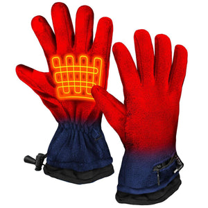 ActionHeat red and blue heated gloves with visible heating element graphic