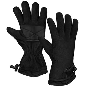 ActionHeat black fleece gloves with palm grip and wrist adjustment