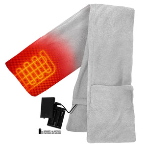ActionHeat grey battery operated heated scarf with heating element graphic