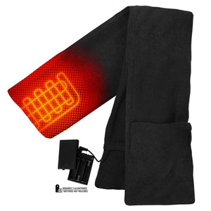 ActionHeat black fleece scarf with battery pack and internal heating element