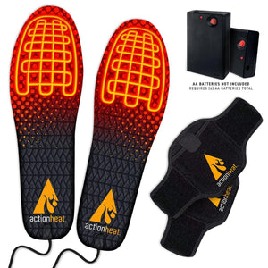 ActionHeat battery powered heated insoles with battery packs and ankle straps