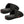Pair of black plush heated slippers with red power switch on side