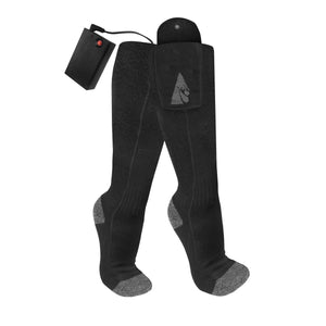 ActionHeat black battery heated socks with external battery pack