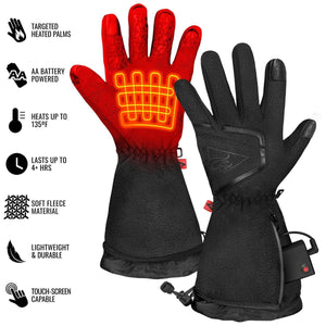 ActionHeat battery powered fleece gloves with targeted palm heating and touch screen compatibility