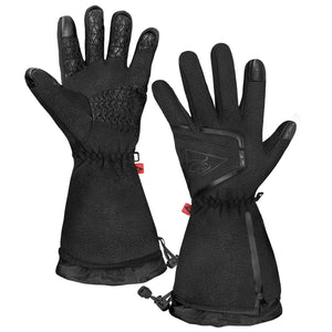 ActionHeat black fleece heated gloves with textured grip palms and zippered cuffs