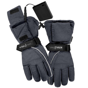 ActionHeat grey battery heated gloves with external battery pack