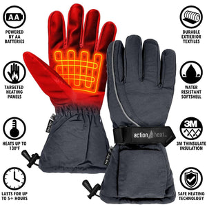 ActionHeat battery powered heated gloves with feature icons