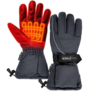 ActionHeat black heated gloves with red heating element graphic on palm