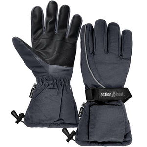 ActionHeat black heated gloves with adjustable wrist straps and textured palms