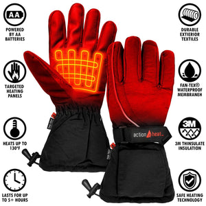 ActionHeat battery powered heated gloves with feature icons