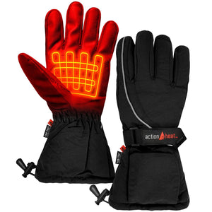 ActionHeat black and red heated gloves with visible heating element grid