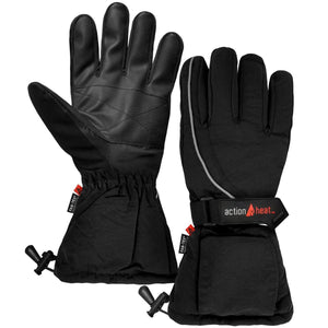 ActionHeat black insulated winter gloves with adjustable wrist straps and drawstring cuffs