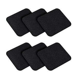 Six black ActionHeat square adhesive fabric patches