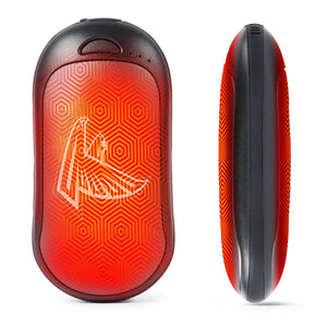 ActionHeat red hand warmer with hexagonal pattern and team logo
