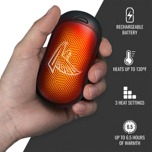 ActionHeat rechargeable hand warmer with 3 heat settings and 6.5 hours of battery life