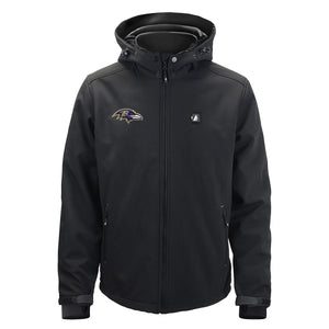 Baltimore Ravens black hooded softshell jacket with team logo