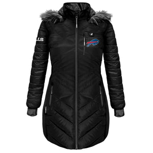 Black ActionHeat Buffalo Bills heated parka with faux fur hood