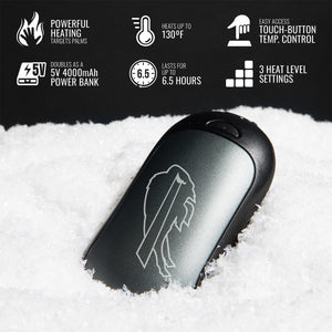ActionHeat battery pack features list including heating capacity power bank function and temperature control settings