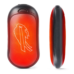 Ocoopa hand warmer with red and black gradient finish and geometric hexagon pattern