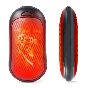 ActionHeat rechargeable hand warmer with red and black hexagonal pattern