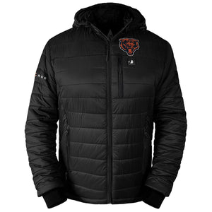 ActionHeat black Chicago Bears heated puffer jacket with hood