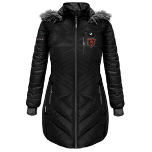 ActionHeat Chicago Bears women black puffer coat with faux fur hood