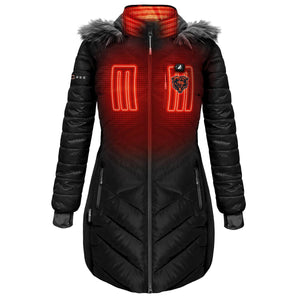 ActionHeat black Chicago Bears heated puffer jacket with faux fur hood