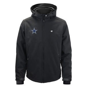 ActionHeat black hooded softshell jacket with Dallas Cowboys star logo