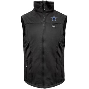 ActionHeat black heated vest with Dallas Cowboys star logo