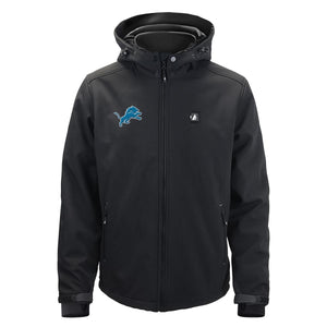 Black Detroit Lions softshell hooded jacket with team logo